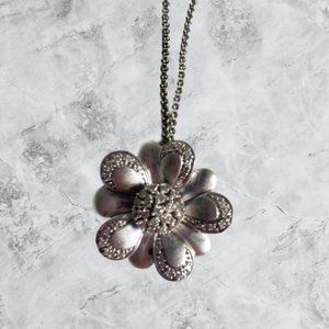 .25TW Diamond Sterling Silver 18" Flower Cluster Pendant